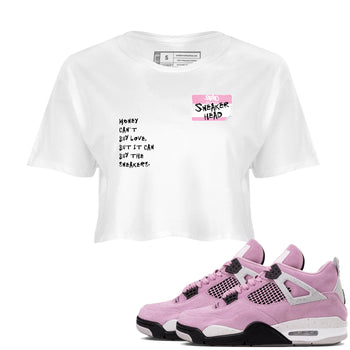 4s Orchid shirts to match jordans Sneakerhead Badge sneaker match tees Air Jordan 4 Orchid match shoes to clothes SNRT Sneaker Tees unisex cotton White 1 crop tee