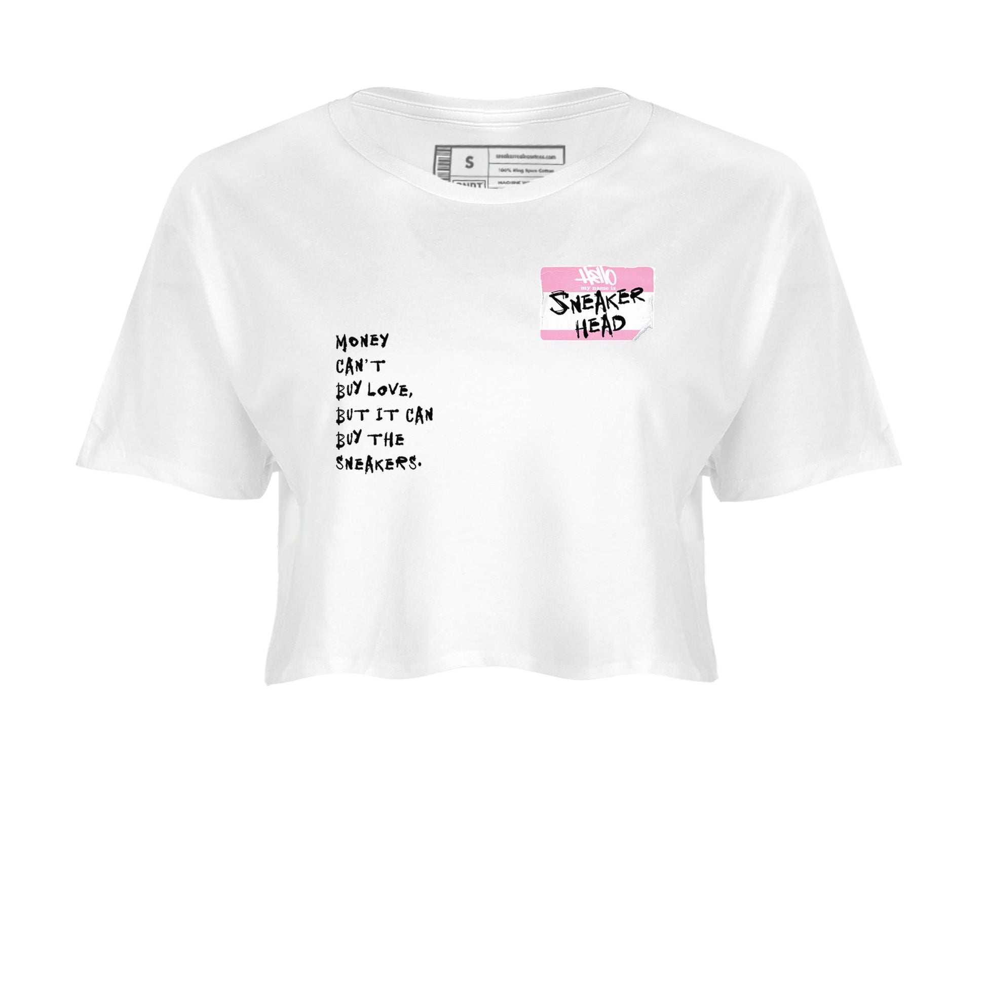 4s Orchid shirts to match jordans Sneakerhead Badge sneaker match tees Air Jordan 4 Orchid match shoes to clothes SNRT Sneaker Tees unisex cotton White 2 crop tee