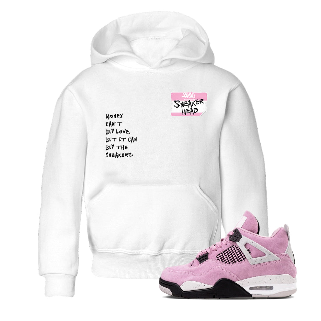 4s Orchid shirts to match jordans Sneakerhead Badge sneaker match tees Air Jordan 4 Orchid match shoes to clothes SNRT Sneaker Tees Youth Baby White 1 tee