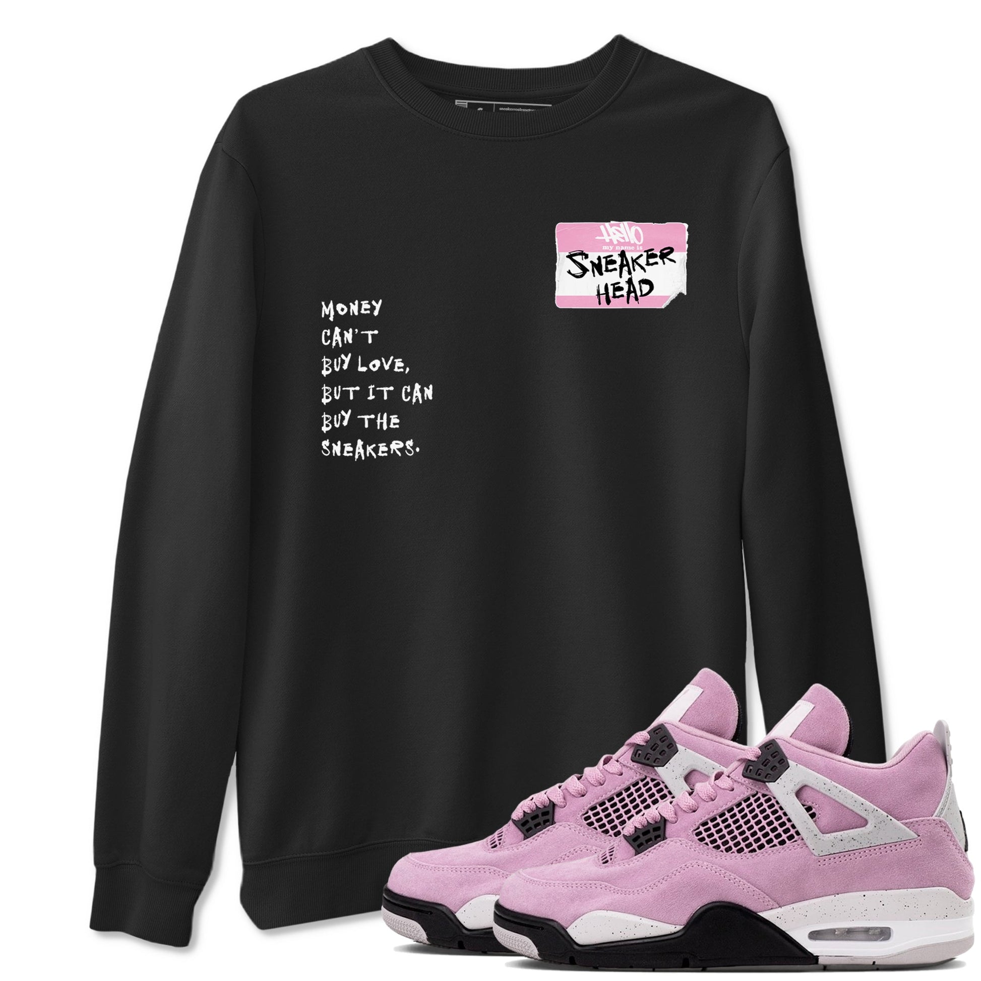 4s Orchid shirts to match jordans Sneakerhead Badge sneaker match tees Air Jordan 4 Orchid match shoes to clothes SNRT Sneaker Tees unisex cotton Black 1 shirts