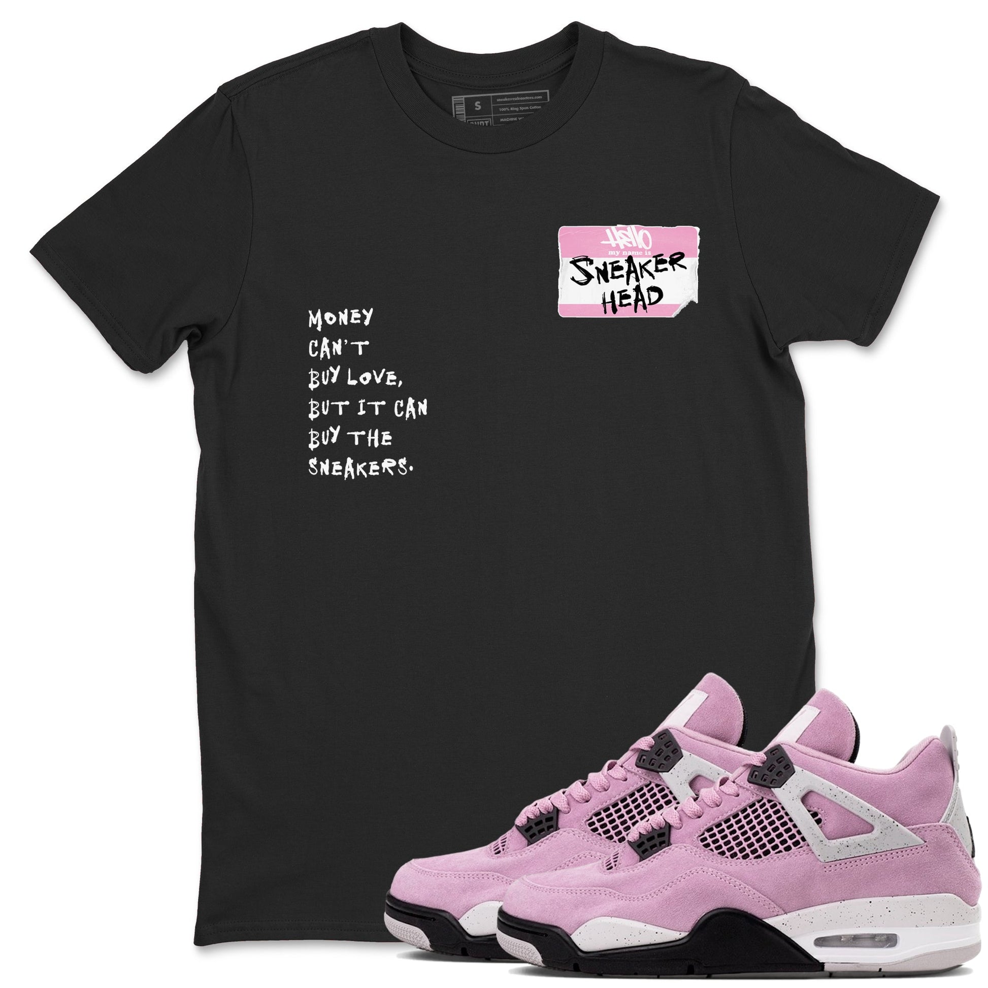 4s Orchid shirts to match jordans Sneakerhead Badge sneaker match tees Air Jordan 4 Orchid match shoes to clothes SNRT Sneaker Tees unisex cotton Black 1 shirts