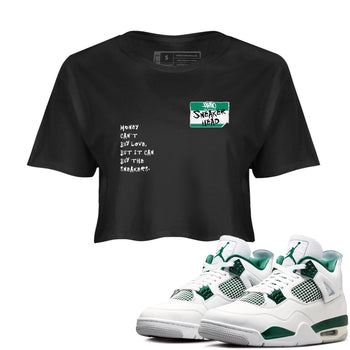 4s Oxidized Green shirts to match jordans Sneakerhead Badge sneaker match tees Air Jordan 4 Oxidized Green SNRT Sneaker Tees streetwear brand Black 1 crop tee