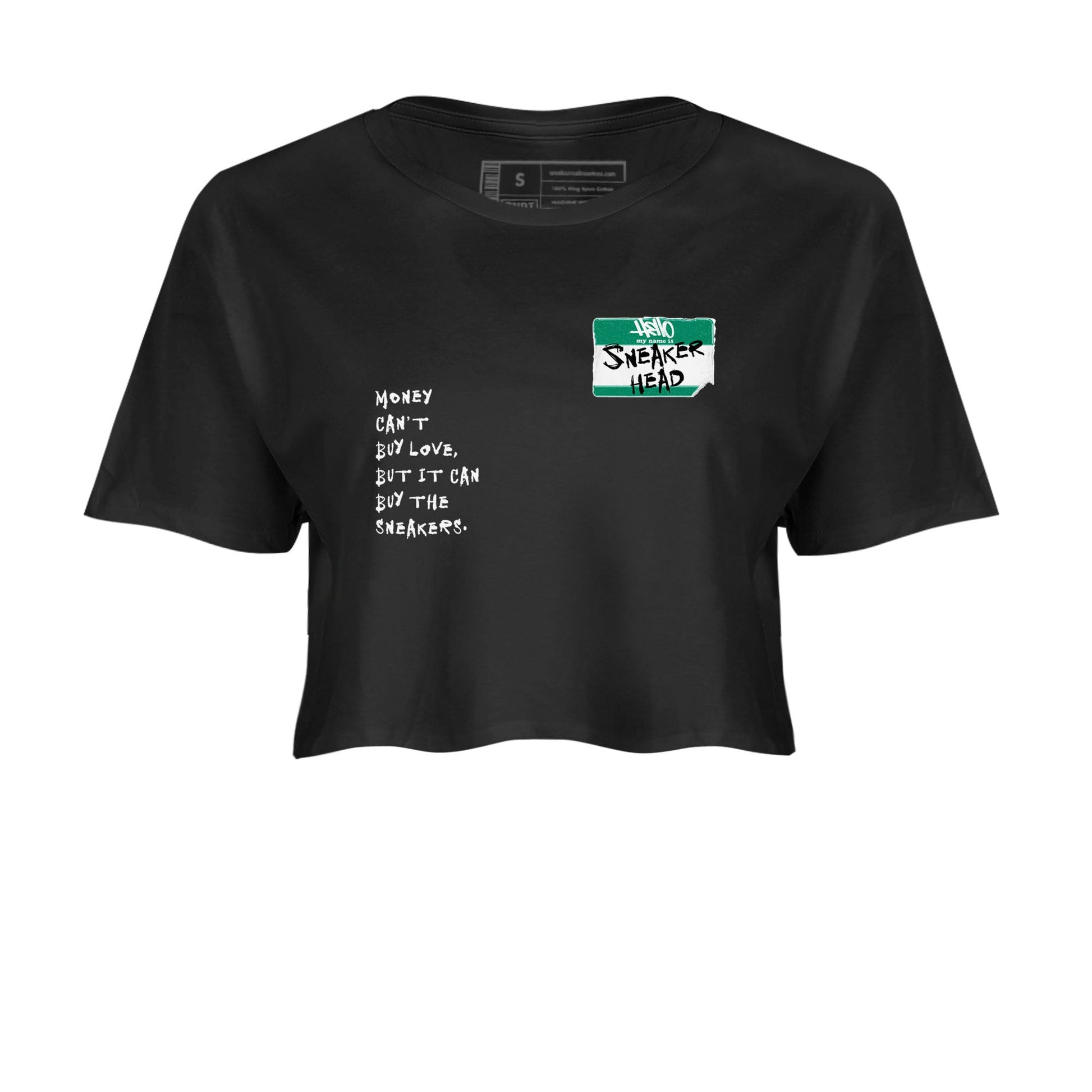4s Oxidized Green shirts to match jordans Sneakerhead Badge sneaker match tees Air Jordan 4 Oxidized Green SNRT Sneaker Tees streetwear brand Black 2 crop tee