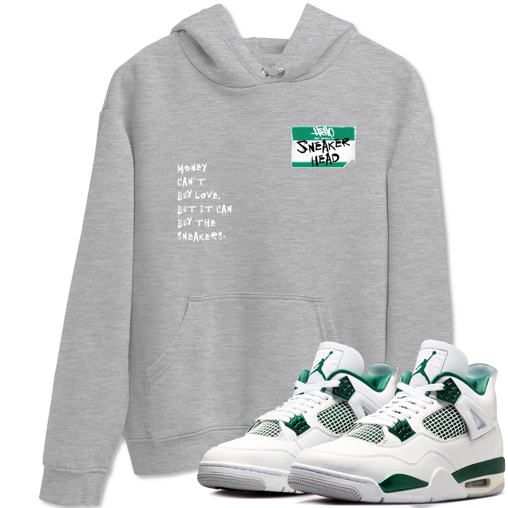 4s Oxidized Green shirts to match jordans Sneakerhead Badge sneaker match tees Air Jordan 4 Oxidized Green SNRT Sneaker Tees streetwear brand Heather Grey 1 unisex cotton tee