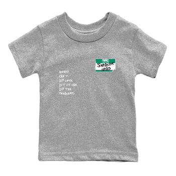 4s Oxidized Green shirts to match jordans Sneakerhead Badge sneaker match tees Air Jordan 4 Oxidized Green SNRT Sneaker Tees streetwear brand Baby and Youth Heather Grey 2 cotton tee