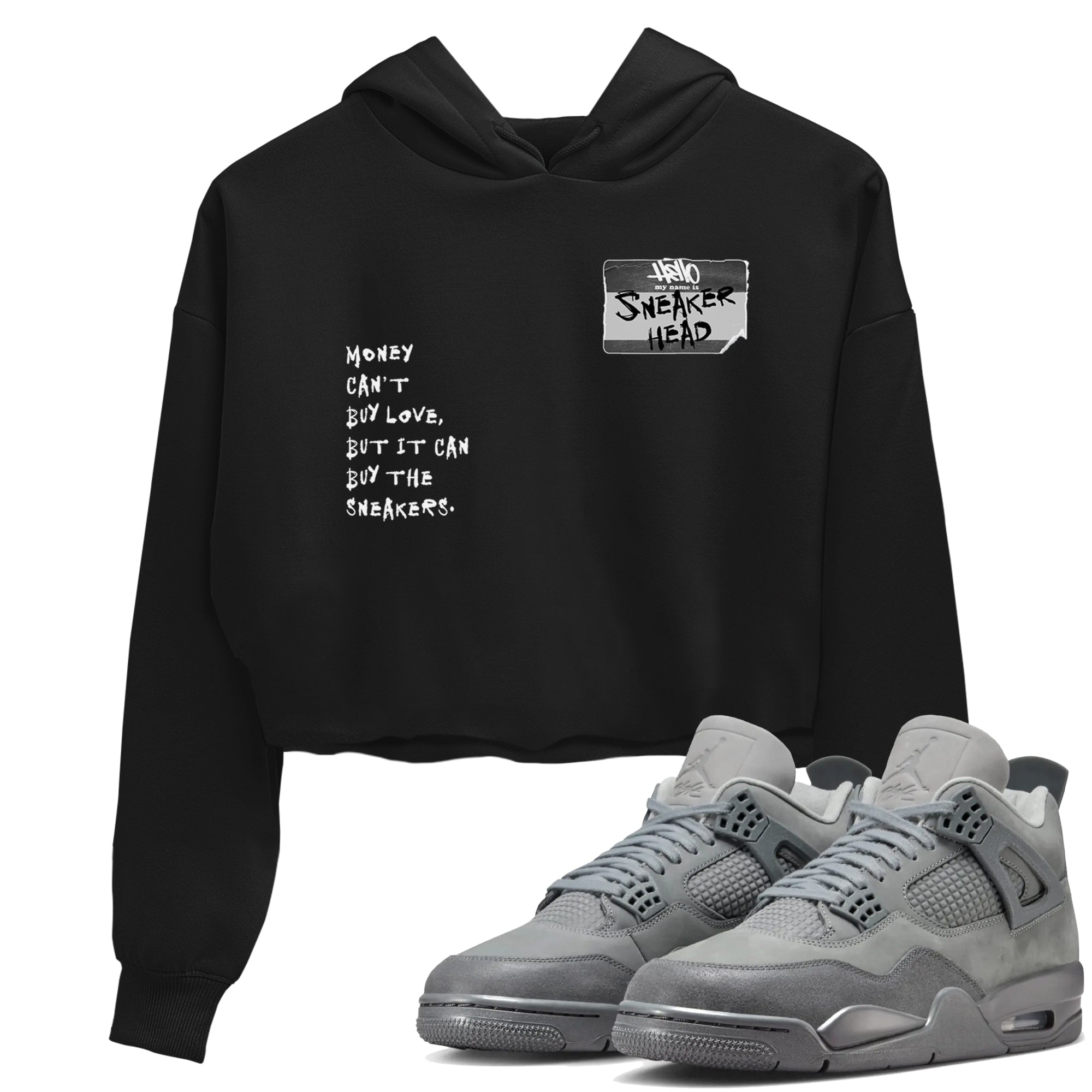 4s Wet Cement shirts to match jordans Sneakerhead Badge sneaker match tees Air Jordan 4 Wet Cement SNRT Sneaker Release Tees unisex cotton Black 1 Crop Shirts