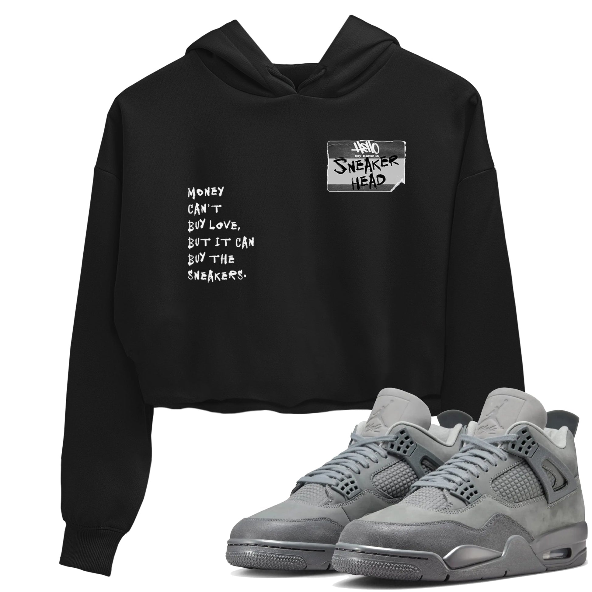 4s Wet Cement shirts to match jordans Sneakerhead Badge sneaker match tees Air Jordan 4 Wet Cement SNRT Sneaker Release Tees unisex cotton Black 1 Crop Shirts
