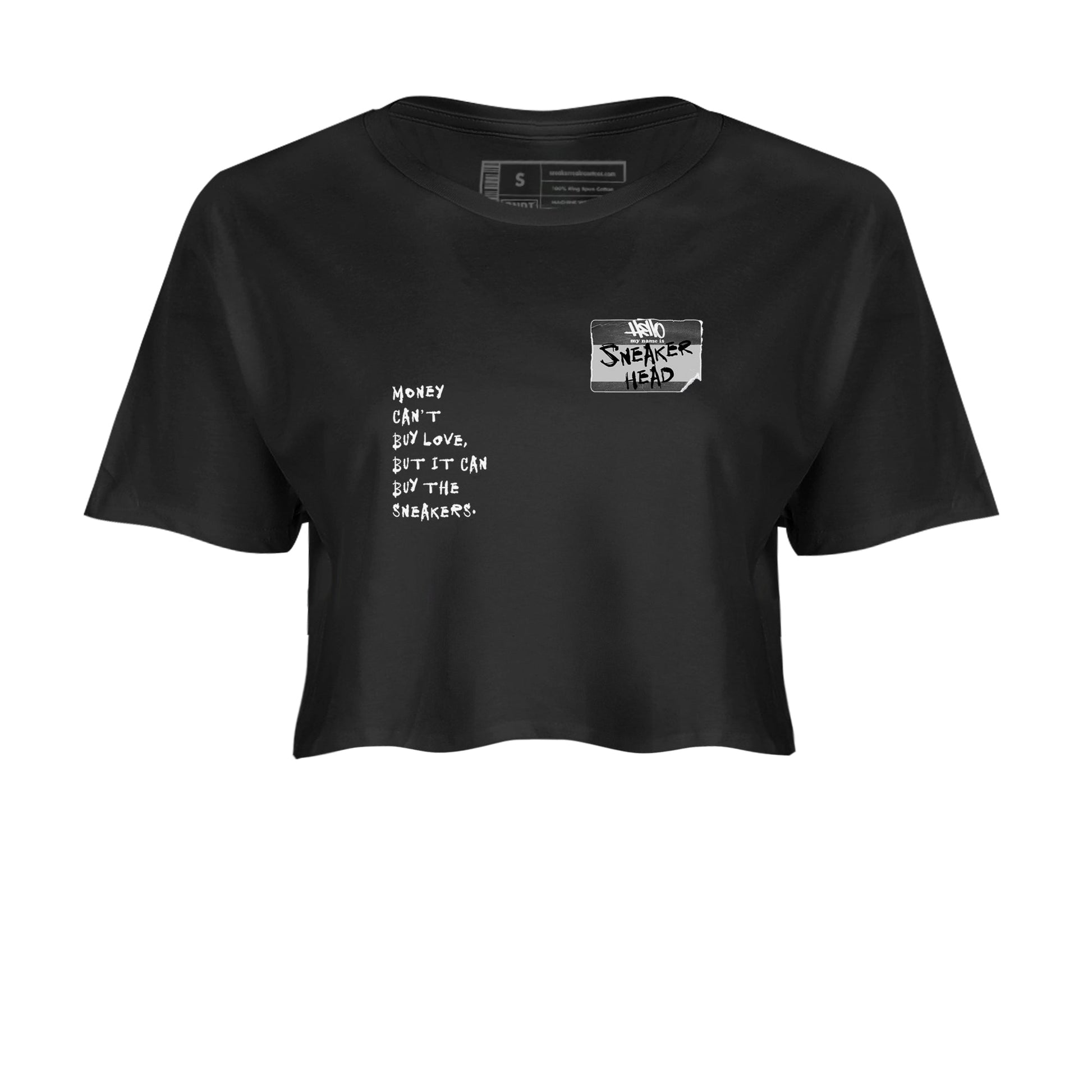 4s Wet Cement shirts to match jordans Sneakerhead Badge sneaker match tees Air Jordan 4 Wet Cement SNRT Sneaker Release Tees unisex cotton Black 2 Crop Shirts