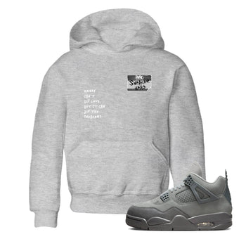 4s Wet Cement shirts to match jordans Sneakerhead Badge sneaker match tees Air Jordan 4 Wet Cement SNRT Sneaker Release Tees Youth Baby Heather Grey 1 crew neck shirts