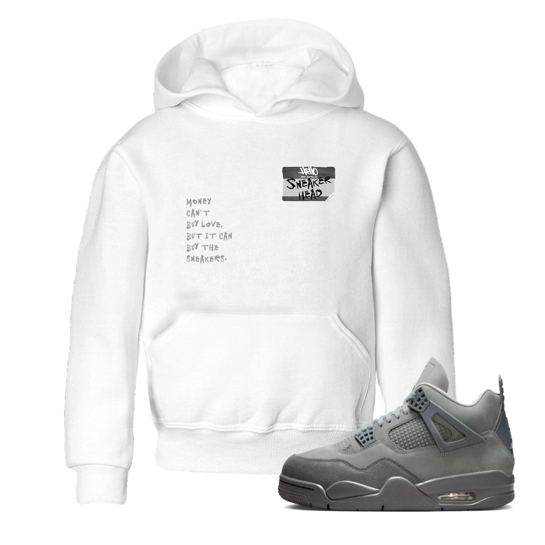 4s Wet Cement shirts to match jordans Sneakerhead Badge sneaker match tees Air Jordan 4 Wet Cement SNRT Sneaker Release Tees Youth Baby White 1 crew neck shirts