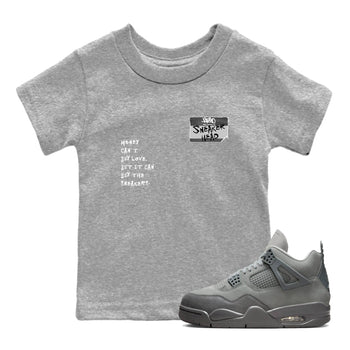 4s Wet Cement shirts to match jordans Sneakerhead Badge sneaker match tees Air Jordan 4 Wet Cement SNRT Sneaker Release Tees Youth Baby Heather Grey 1 crew neck shirts