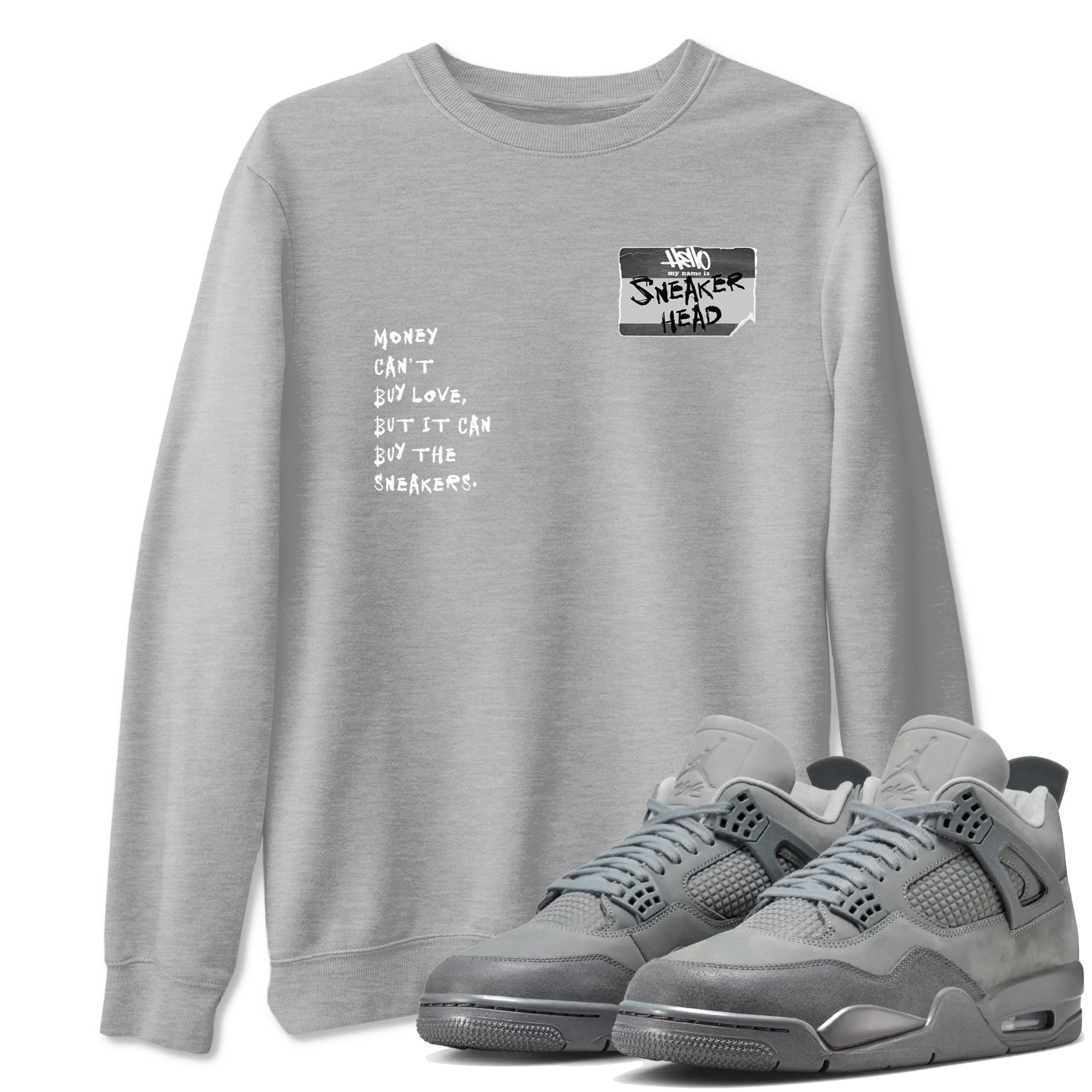 4s Wet Cement shirts to match jordans Sneakerhead Badge sneaker match tees Air Jordan 4 Wet Cement SNRT Sneaker Release Tees unisex cotton Heather Grey 1 crew neck shirts