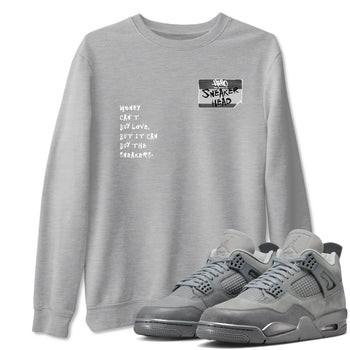 4s Wet Cement shirts to match jordans Sneakerhead Badge sneaker match tees Air Jordan 4 Wet Cement SNRT Sneaker Release Tees unisex cotton Heather Grey 1 crew neck shirts