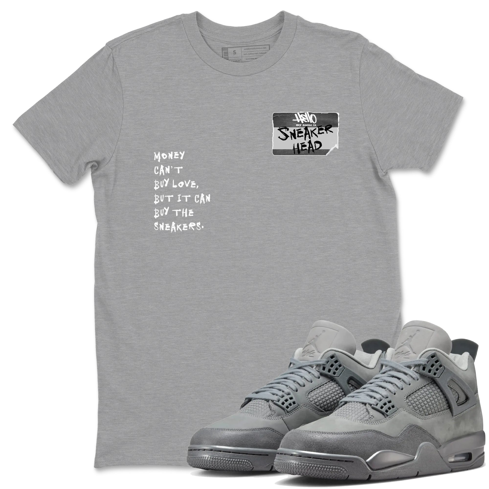 4s Wet Cement shirts to match jordans Sneakerhead Badge sneaker match tees Air Jordan 4 Wet Cement SNRT Sneaker Release Tees unisex cotton Heather Grey 1 crew neck shirts