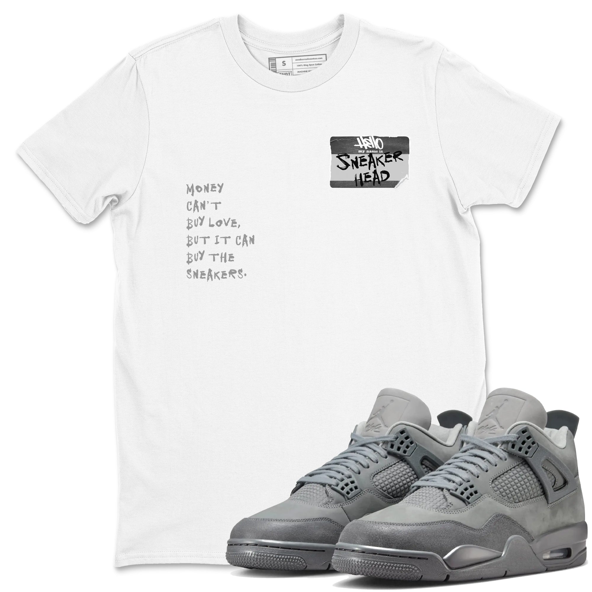 4s Wet Cement shirts to match jordans Sneakerhead Badge sneaker match tees Air Jordan 4 Wet Cement SNRT Sneaker Release Tees unisex cotton White 1 crew neck shirts