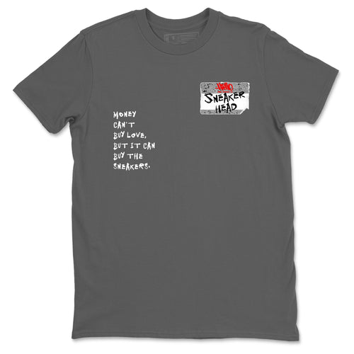 Sneakerhead Badge sneaker match t-shirt styled to complete your fit with the Air Jordan 4 White Cement sneakers, shown in Cool Grey 2.