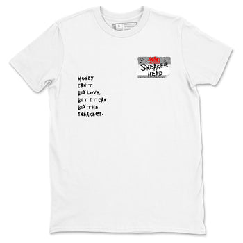 Sneakerhead Badge sneaker match t-shirt styled to complete your fit with the Air Jordan 4 White Cement sneakers, shown in White 2.