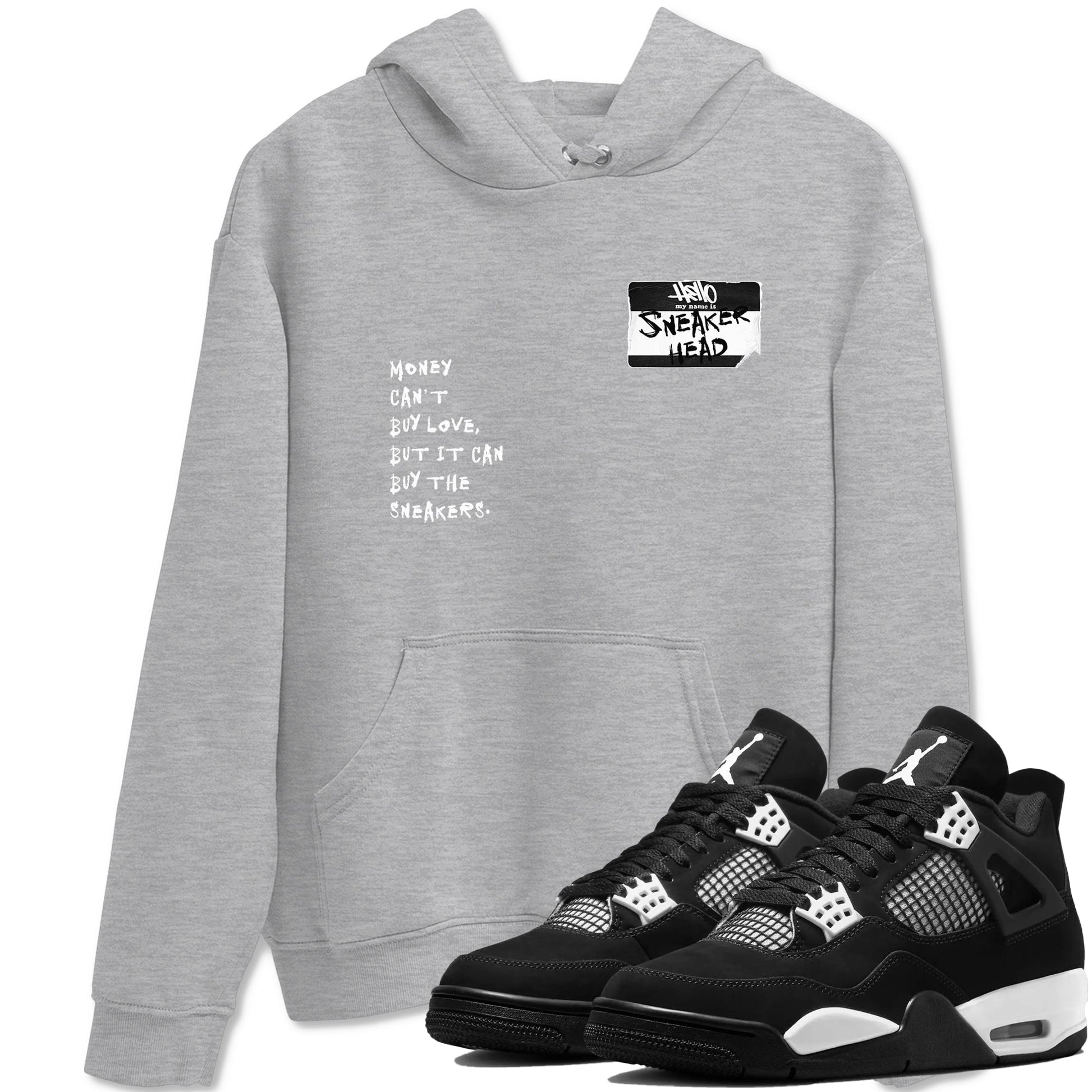 Air Jordan 4 White Thunder shirts to match jordans Sneakerhead Badge sneaker match tees Air Jordan 4 Retro White Thunder SNRT Sneaker Tees streetwear brand Heather Grey 1 unisex cotton tee