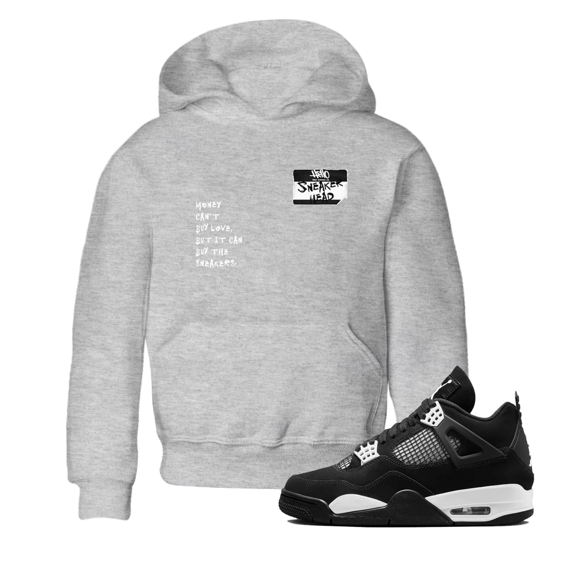 Air Jordan 4 White Thunder shirts to match jordans Sneakerhead Badge sneaker match tees Air Jordan 4 Retro White Thunder SNRT Sneaker Tees streetwear brand Baby and Youth Heather Grey 1 cotton tee