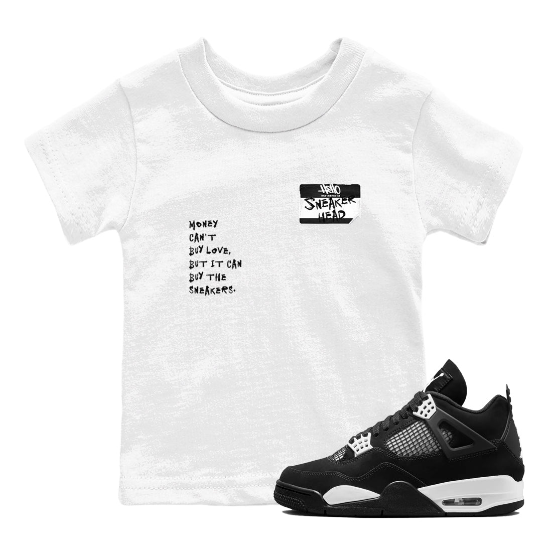 Air Jordan 4 White Thunder shirts to match jordans Sneakerhead Badge sneaker match tees Air Jordan 4 Retro White Thunder SNRT Sneaker Tees streetwear brand Baby and Youth White 1 cotton tee
