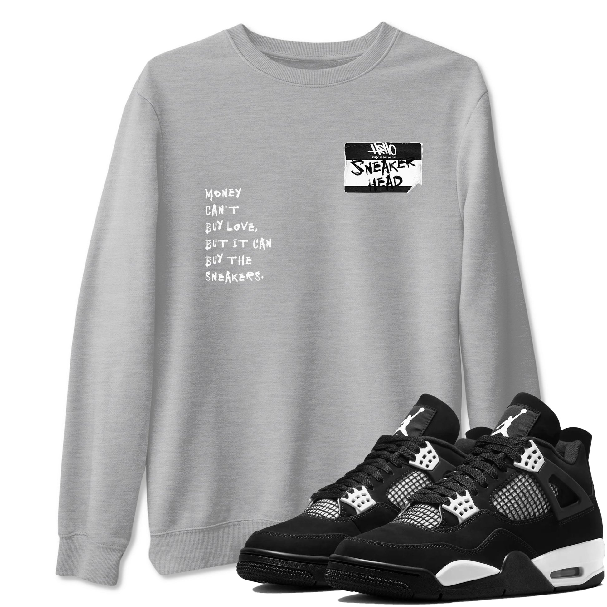 Air Jordan 4 White Thunder shirts to match jordans Sneakerhead Badge sneaker match tees Air Jordan 4 Retro White Thunder SNRT Sneaker Tees streetwear brand Heather Grey 1 unisex cotton tee