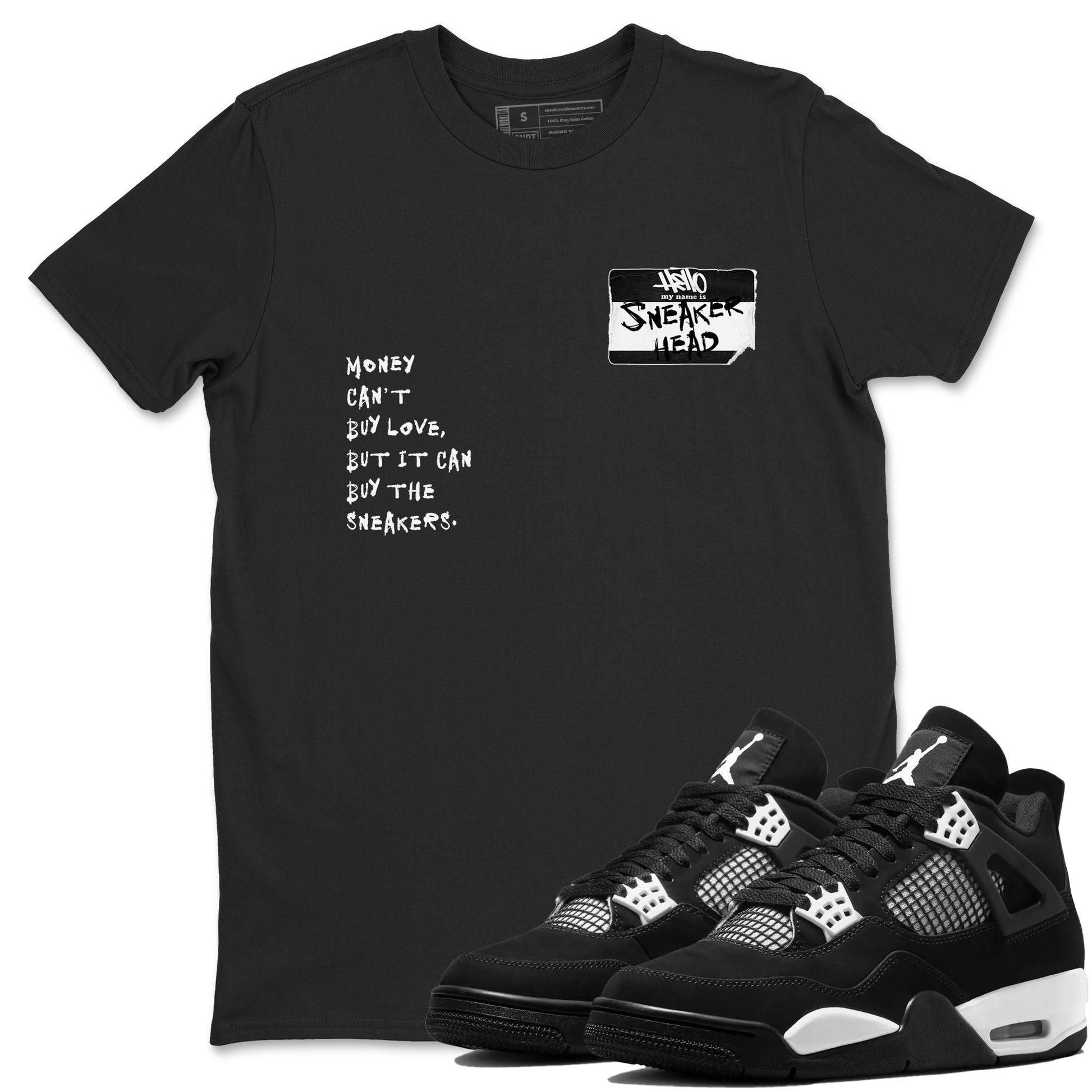 Air Jordan 4 White Thunder shirts to match jordans Sneakerhead Badge sneaker match tees Air Jordan 4 Retro White Thunder SNRT Sneaker Tees streetwear brand Black 1 unisex cotton tee