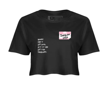 Sneaker match tees – Sneaker Tees To Match Air Jordan 5 Medium Soft Pink Shoes – Sneakerhead Badge Crop T-Shirt Black 2