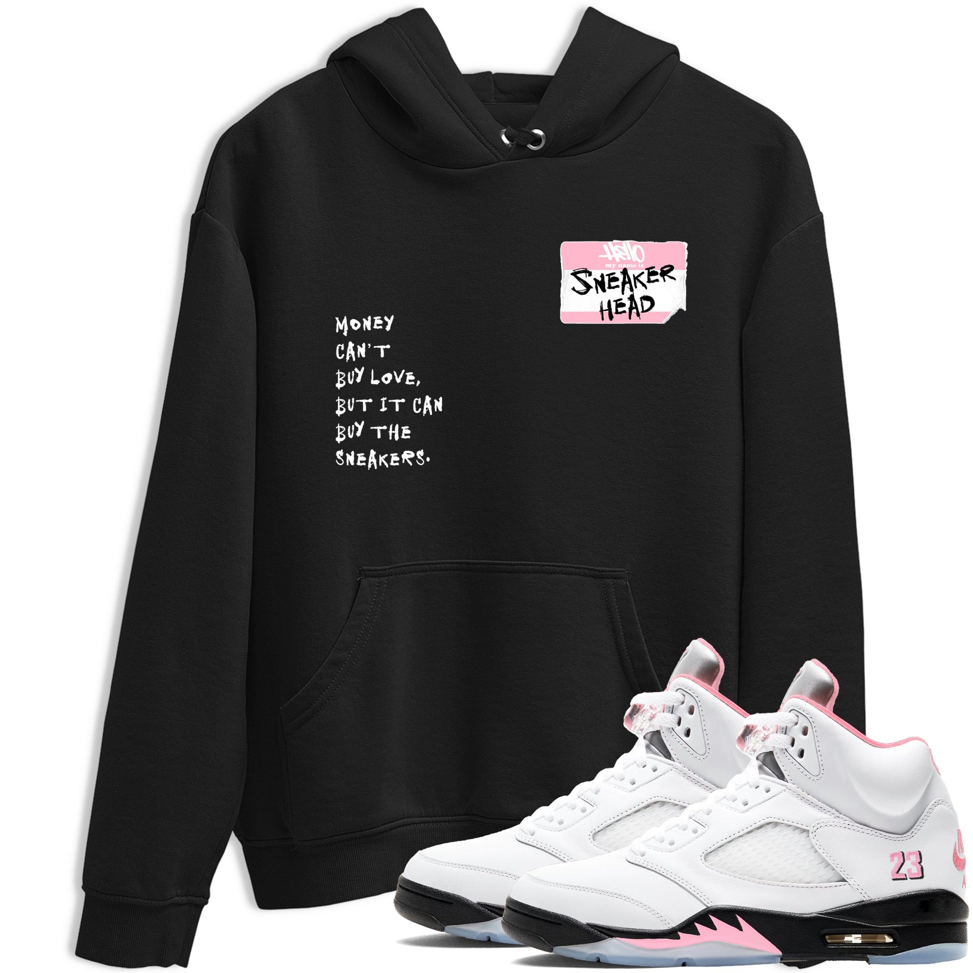 Sneaker match tees – Sneaker Tees To Match Air Jordan 5 Medium Soft Pink Shoes – Sneakerhead Badge Tee Black 1