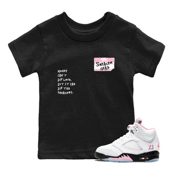 Sneaker match tees – Sneaker Tees To Match Air Jordan 5 Medium Soft Pink Shoes – Sneakerhead Badge Kids T-Shirt Black 1