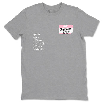 Sneaker match tees – Sneaker Tees To Match Air Jordan 5 Medium Soft Pink Shoes – Sneakerhead Badge Tee Heather Grey 2