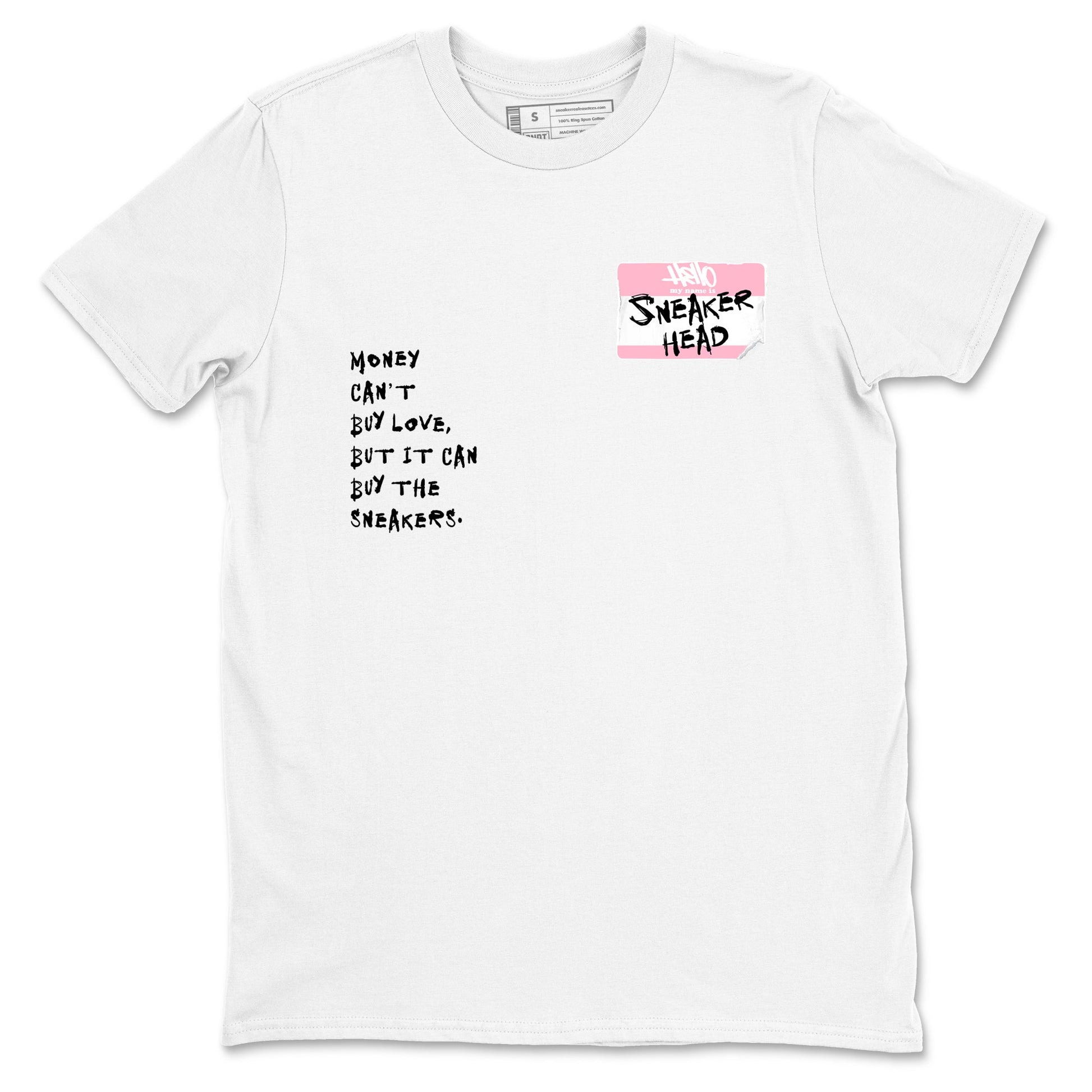 Sneaker match tees – Sneaker Tees To Match Air Jordan 5 Medium Soft Pink Shoes – Sneakerhead Badge Tee White 2