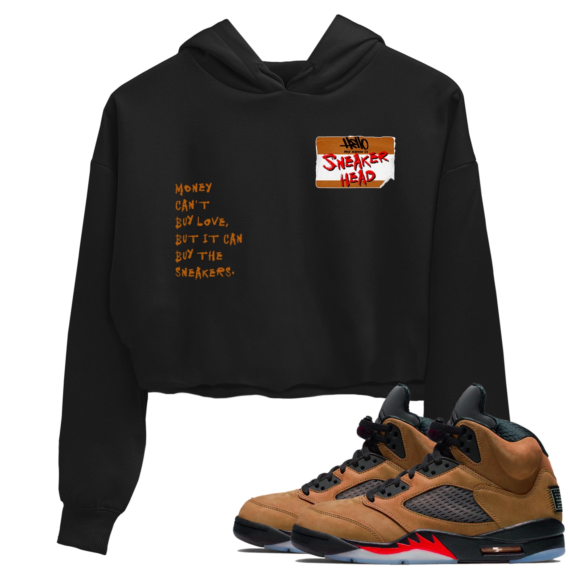 5s Archaeo Brown shirts to match jordans Sneakerhead Badge sneaker match tees Air Jordan 5 Archaeo Brown match shoes to clothes SNRT Sneaker Tees unisex cotton Black 1 crop tee