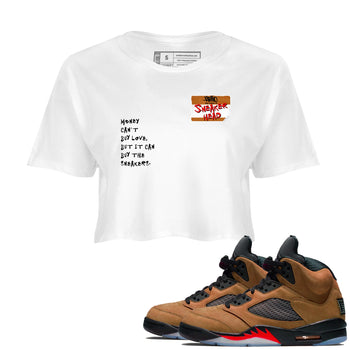 5s Archaeo Brown shirts to match jordans Sneakerhead Badge sneaker match tees Air Jordan 5 Archaeo Brown match shoes to clothes SNRT Sneaker Tees unisex cotton White 1 crop tee