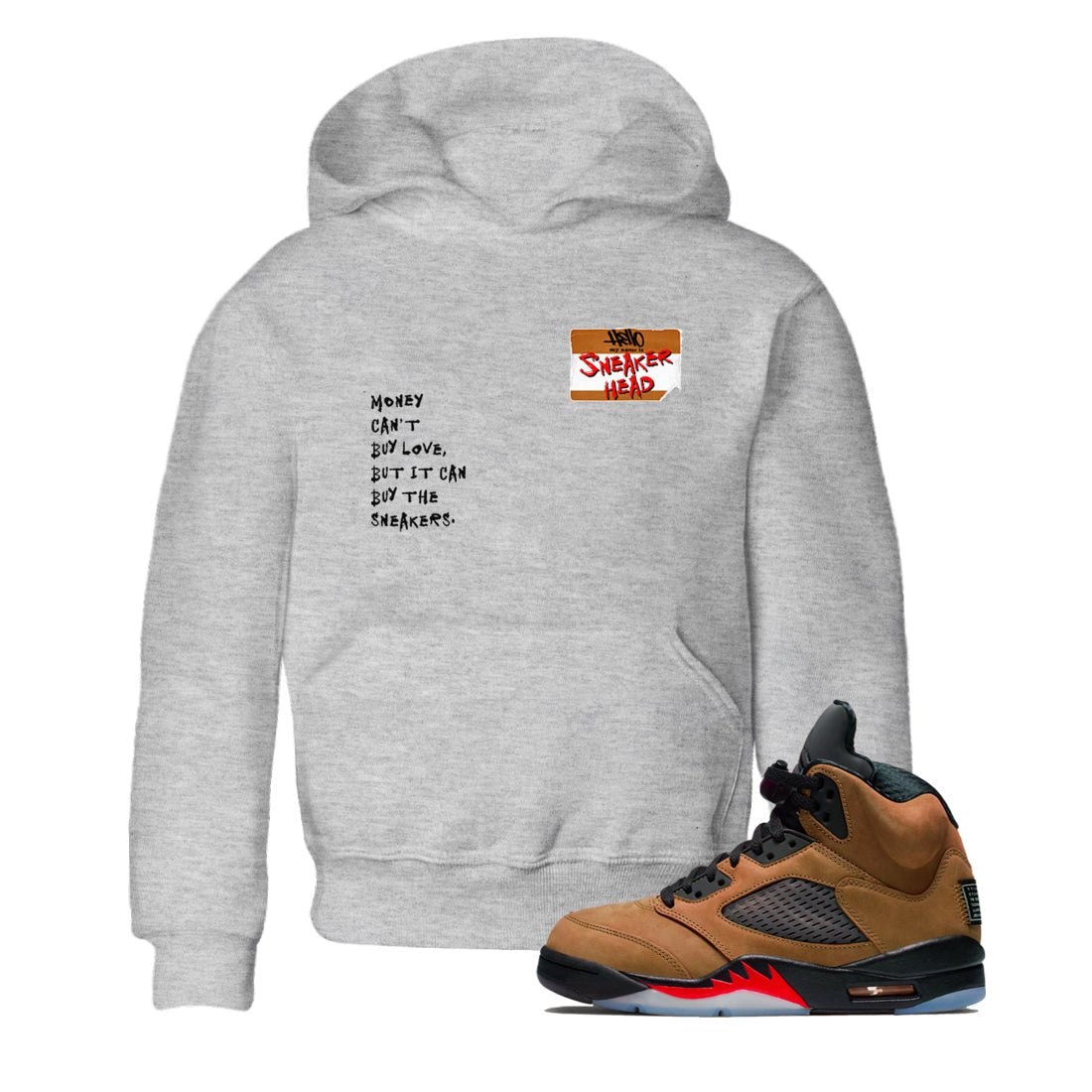 5s Archaeo Brown shirts to match jordans Sneakerhead Badge sneaker match tees Air Jordan 5 Archaeo Brown match shoes to clothes SNRT Sneaker Tees Youth Baby Heather Grey 1 tee