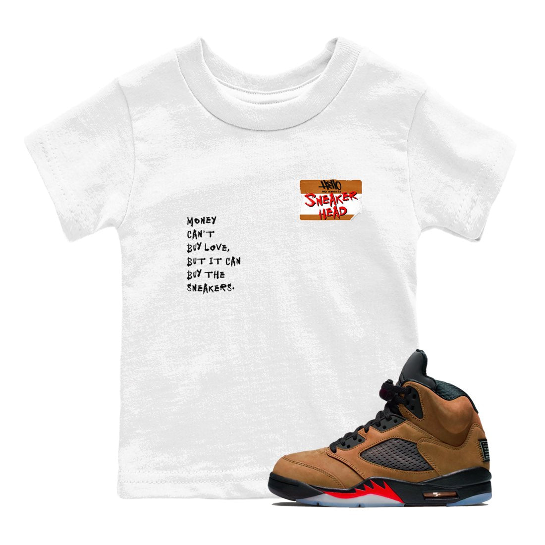 5s Archaeo Brown shirts to match jordans Sneakerhead Badge sneaker match tees Air Jordan 5 Archaeo Brown match shoes to clothes SNRT Sneaker Tees Youth Baby White 1 tee