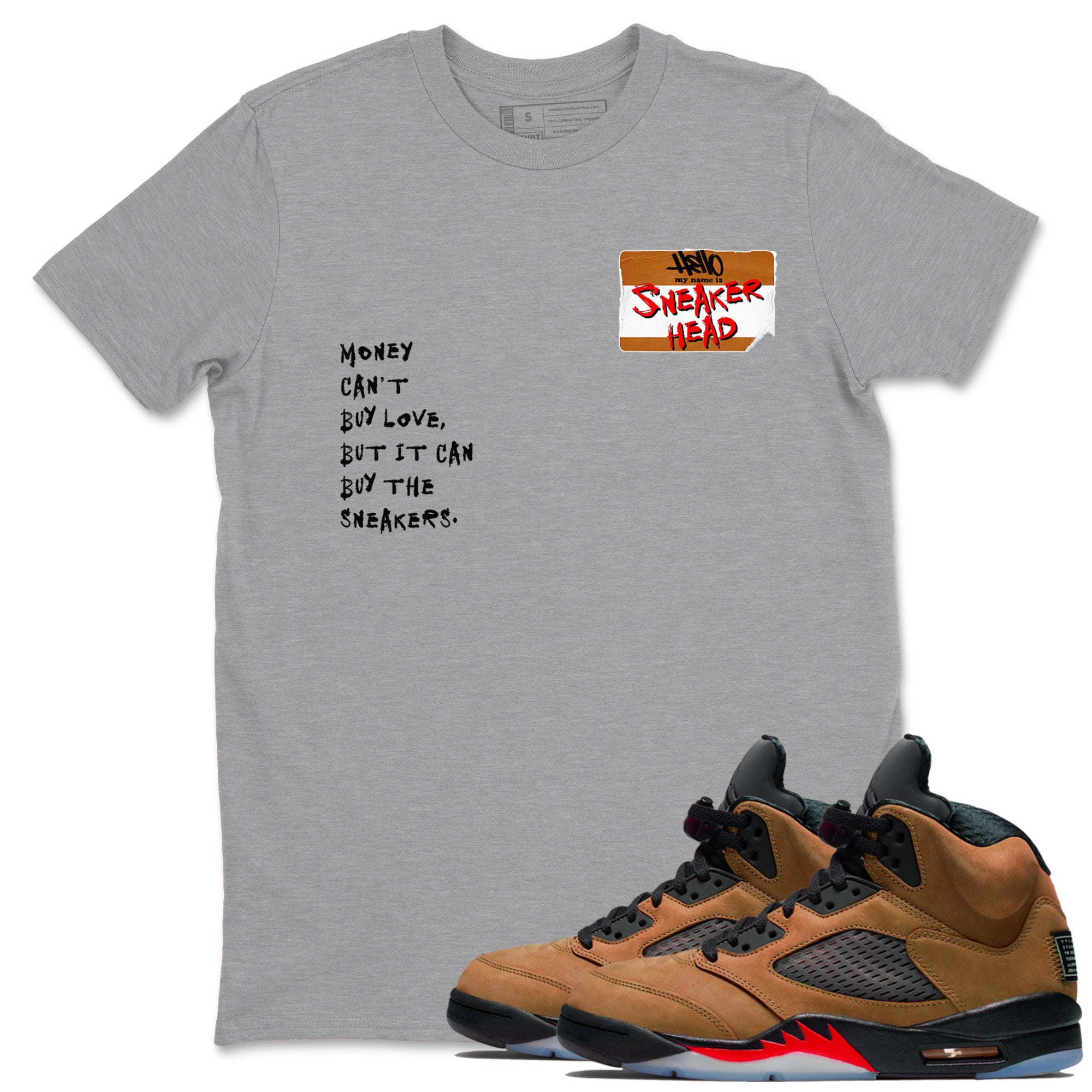 5s Archaeo Brown shirts to match jordans Sneakerhead Badge sneaker match tees Air Jordan 5 Archaeo Brown match shoes to clothes SNRT Sneaker Tees unisex cotton Heather Grey 1 shirts