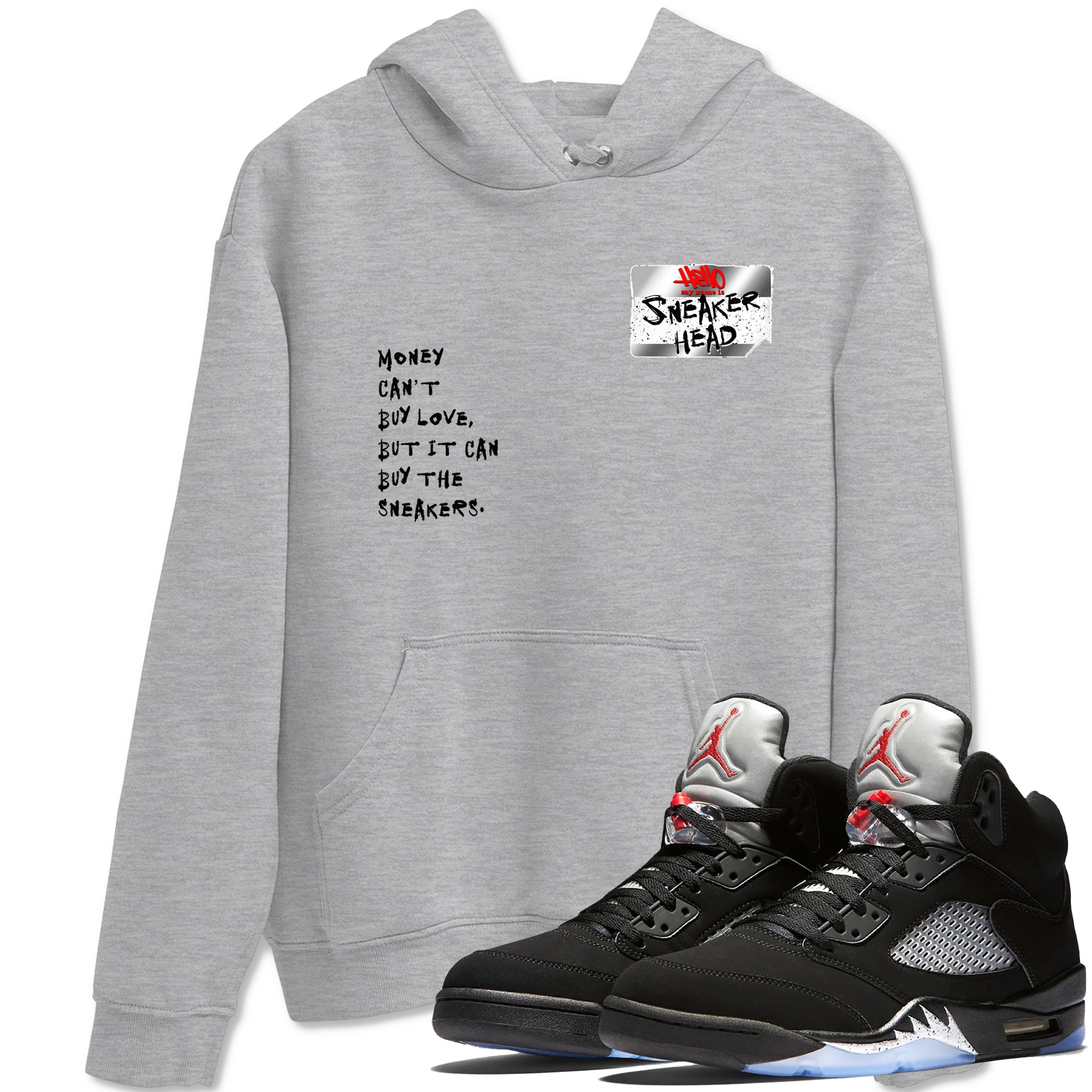5s Black Metallic Reimagined shirts to match jordans Sneakerhead Badge best t shirts to wear with jordans AJ5 Retro OG Reimagined match shoes to clothes SNRT Sneaker Tees unisex cotton Heather Grey 1 shirts