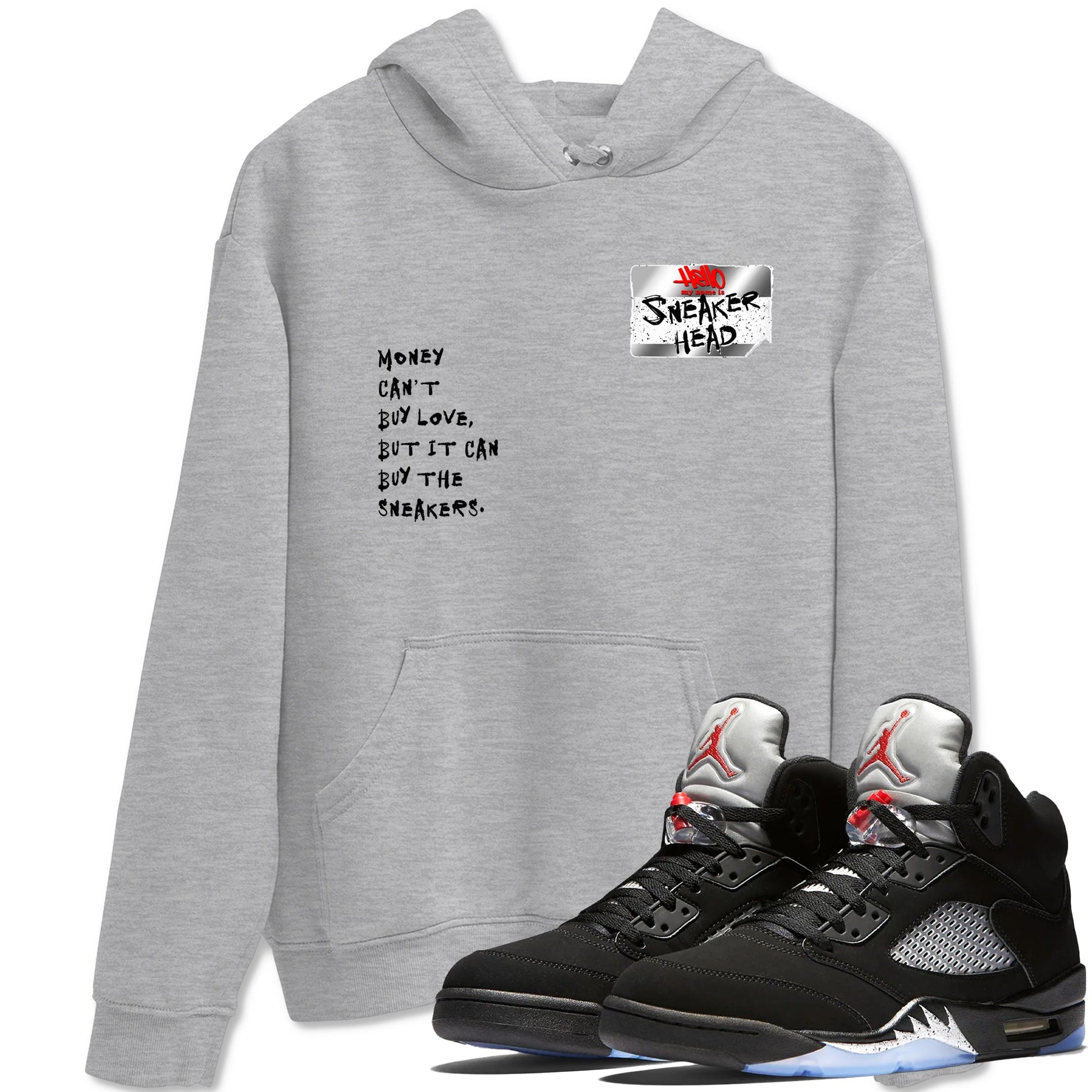 5s Black Metallic Reimagined shirts to match jordans Sneakerhead Badge best t shirts to wear with jordans AJ5 Retro OG Reimagined match shoes to clothes SNRT Sneaker Tees unisex cotton Heather Grey 1 shirts