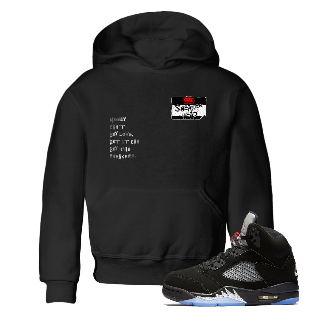 5s Black Metallic Reimagined shirts to match jordans Sneakerhead Badge best t shirts to wear with jordans AJ5 Retro OG Reimagined match shoes to clothes SNRT Sneaker Tees Youth Baby Black 1 tee
