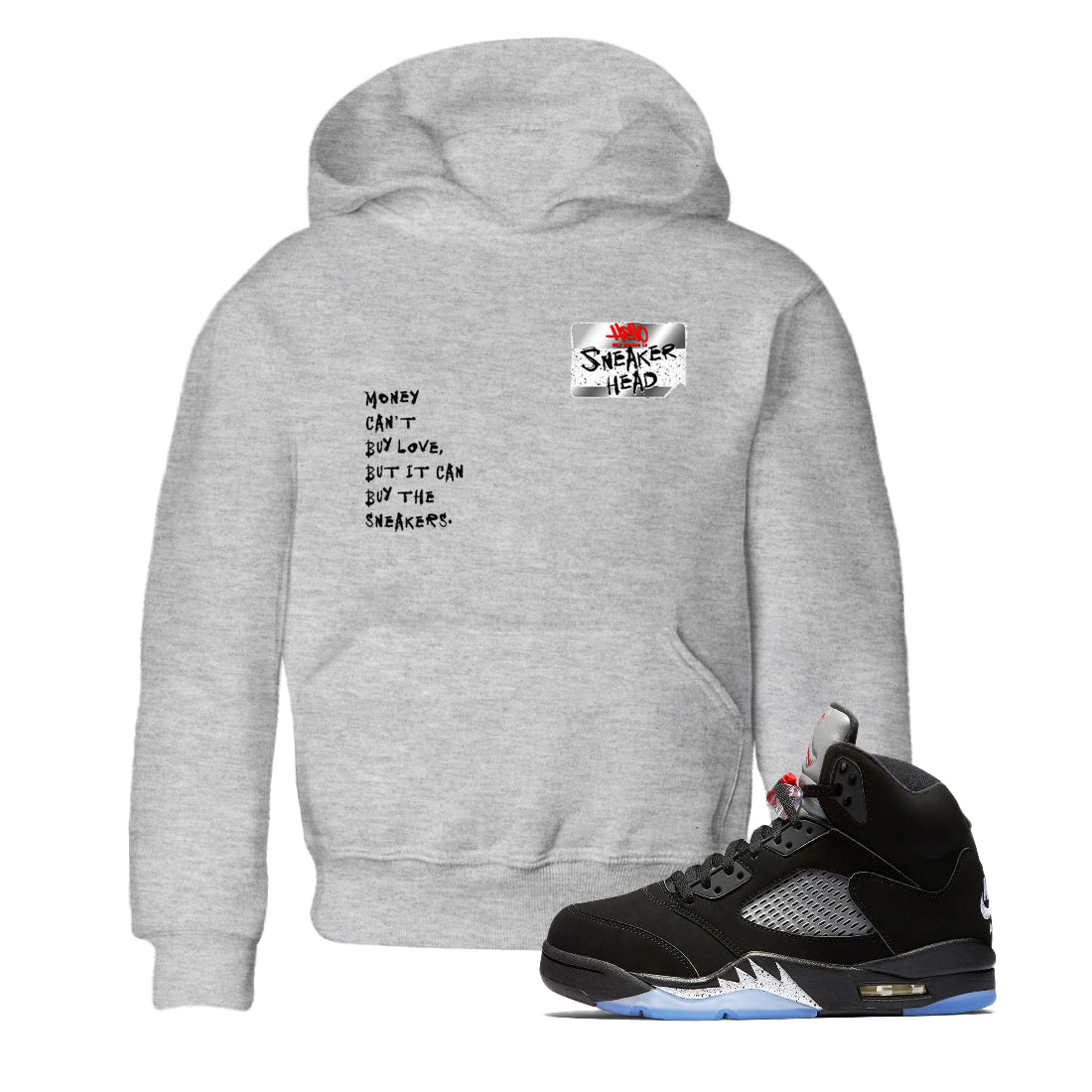 5s Black Metallic Reimagined shirts to match jordans Sneakerhead Badge best t shirts to wear with jordans AJ5 Retro OG Reimagined match shoes to clothes SNRT Sneaker Tees Youth Baby Heather Grey 1 tee