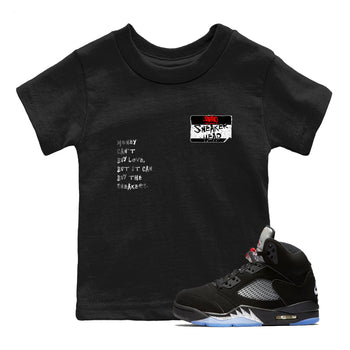 5s Black Metallic Reimagined shirts to match jordans Sneakerhead Badge best t shirts to wear with jordans AJ5 Retro OG Reimagined match shoes to clothes SNRT Sneaker Tees Youth Baby Black 1 tee