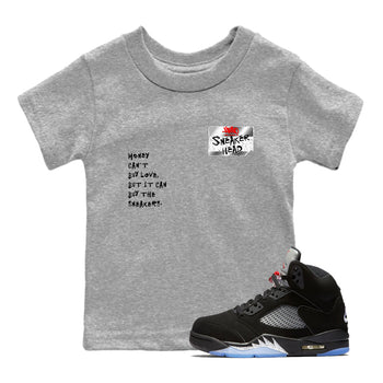 5s Black Metallic Reimagined shirts to match jordans Sneakerhead Badge best t shirts to wear with jordans AJ5 Retro OG Reimagined match shoes to clothes SNRT Sneaker Tees Youth Baby Heather Grey 1 tee