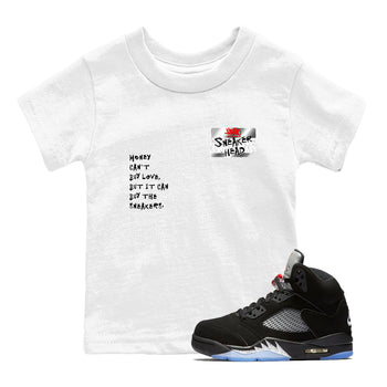 5s Black Metallic Reimagined shirts to match jordans Sneakerhead Badge best t shirts to wear with jordans AJ5 Retro OG Reimagined match shoes to clothes SNRT Sneaker Tees Youth Baby White 1 tee