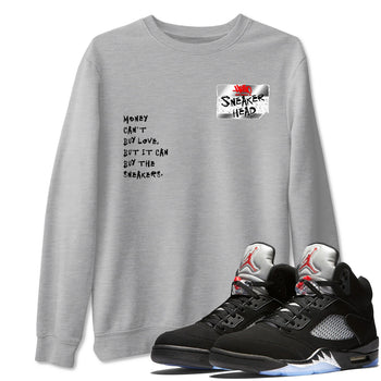5s Black Metallic Reimagined shirts to match jordans Sneakerhead Badge best t shirts to wear with jordans AJ5 Retro OG Reimagined match shoes to clothes SNRT Sneaker Tees unisex cotton Heather Grey 1 shirts