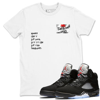 5s Black Metallic Reimagined shirts to match jordans Sneakerhead Badge best t shirts to wear with jordans AJ5 Retro OG Reimagined match shoes to clothes SNRT Sneaker Tees unisex cotton White 1 shirts