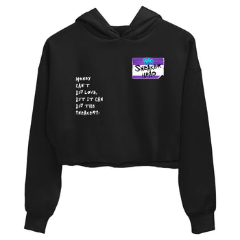 Sneakerhead Badge womens crop tee made to vibe with the Air Jordan 5 Grape sneakers — the perfect match in Black 2.