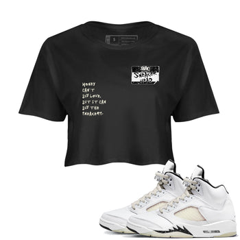 5s Sail shirt to match jordans Sneakerhead Badge sneaker tees Air Jordan 5 Sail SNRT Sneaker Release Tees Black 1 crop length shirt