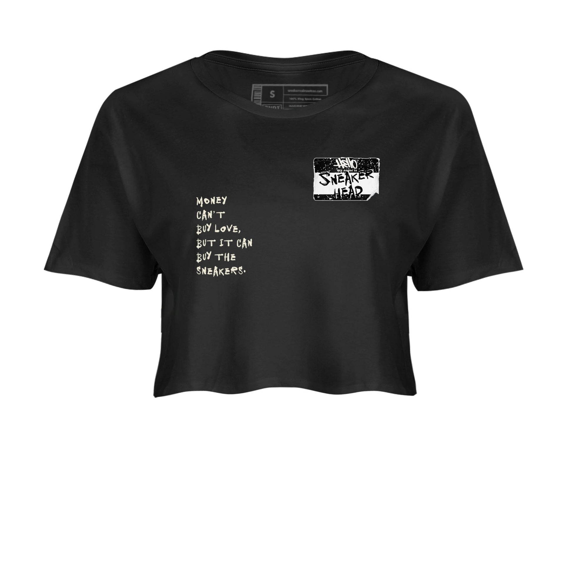 5s Sail shirt to match jordans Sneakerhead Badge sneaker tees Air Jordan 5 Sail SNRT Sneaker Release Tees Black 2 crop length shirt