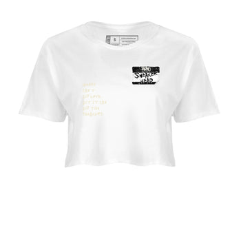 5s Sail shirt to match jordans Sneakerhead Badge sneaker tees Air Jordan 5 Sail SNRT Sneaker Release Tees White 2 crop length shirt