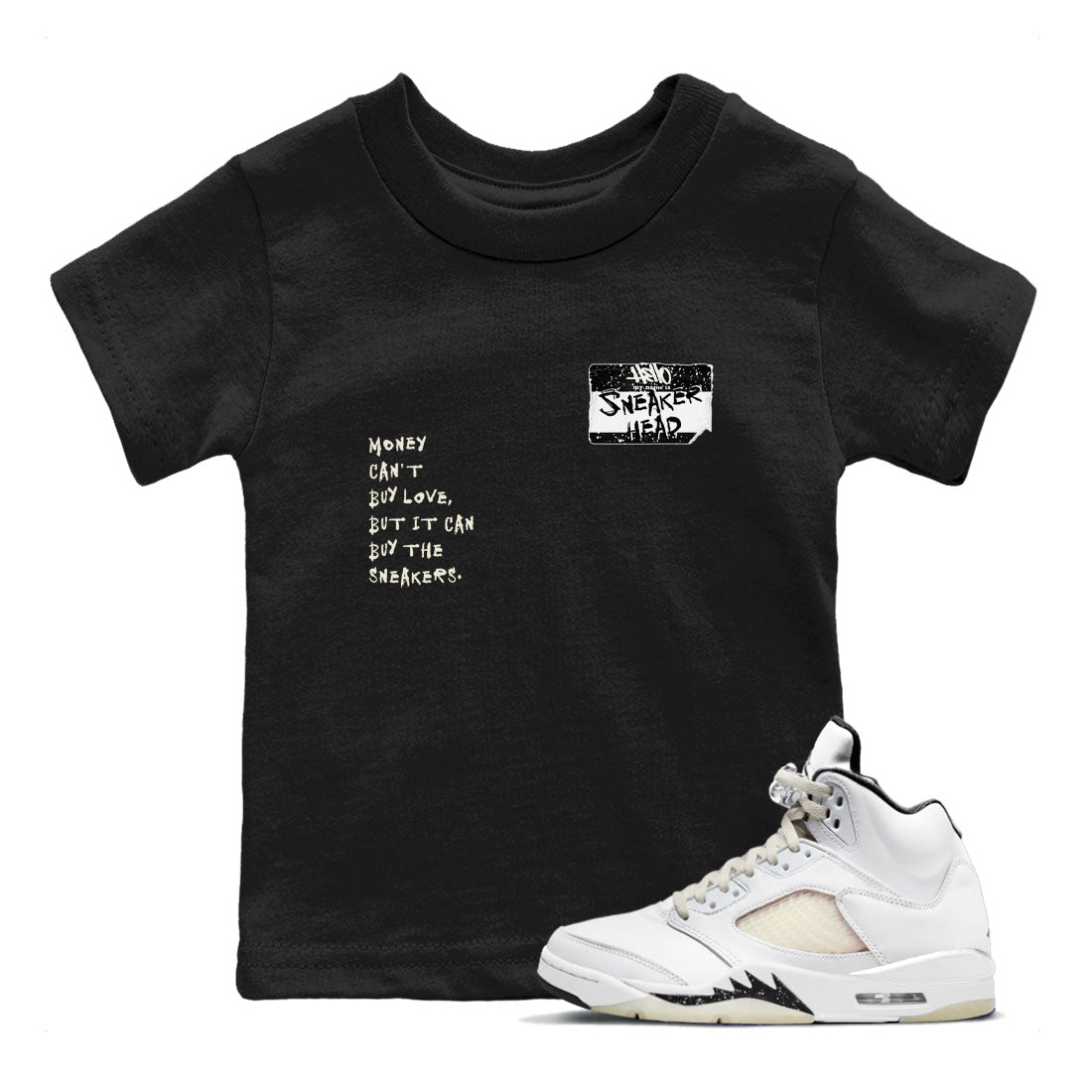 5s Sail shirt to match jordans Sneakerhead Badge sneaker tees Air Jordan 5 Sail SNRT sneaker release tees baby toddler Black 1 cotton Shirt
